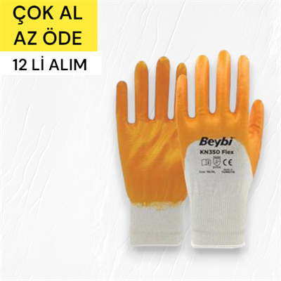 Beybi Pamuk Nitril KN350 Flex 10 Beden Eldiven 12'li Paket