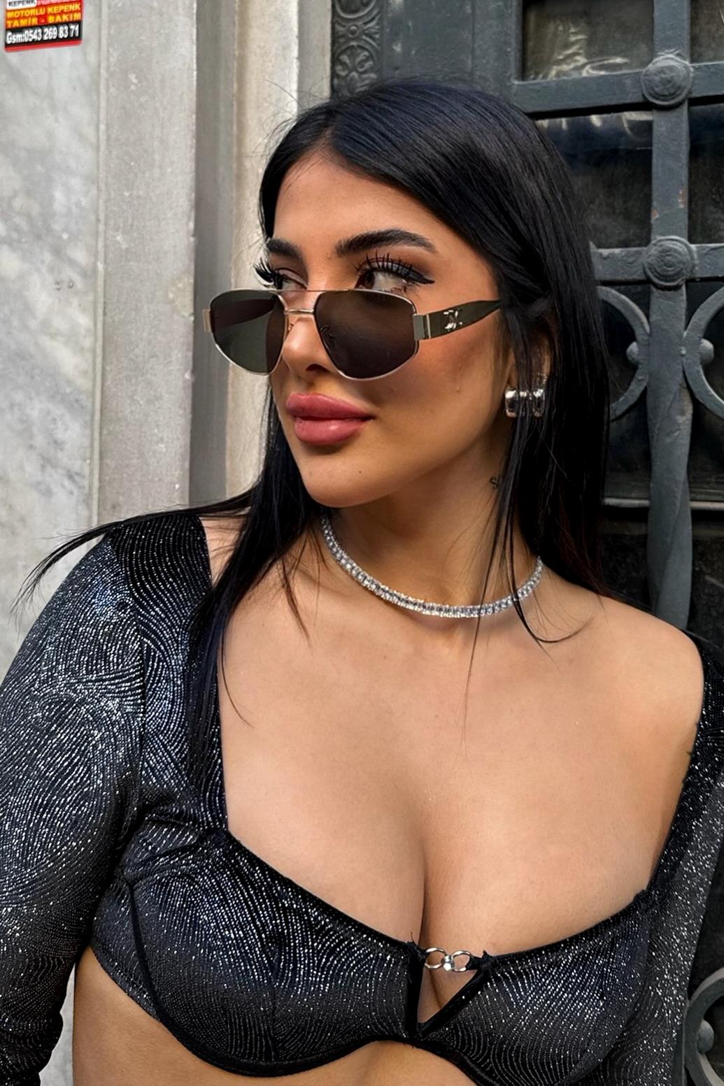Favor Kadın Güneş Gözlüğü Gold-Yeşil