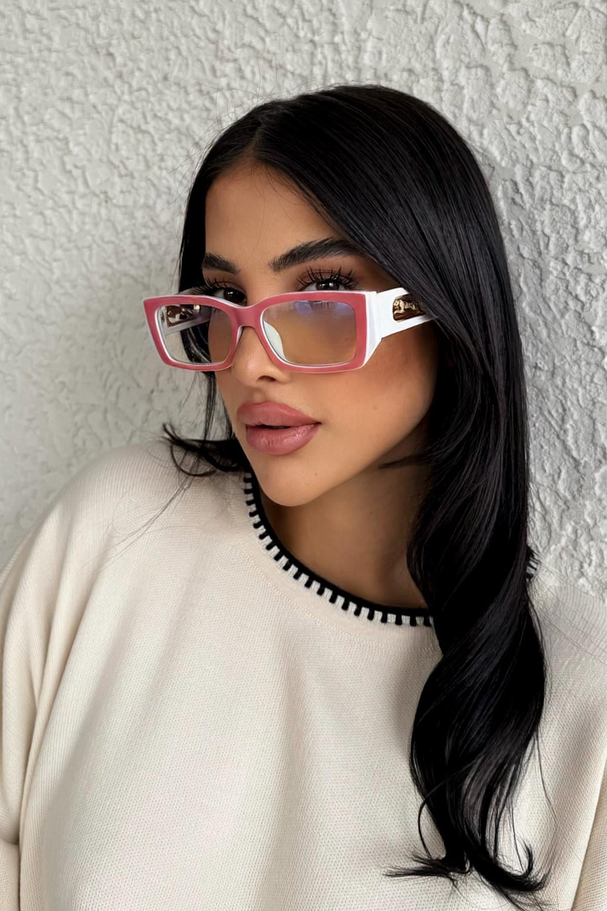 Joenzi Kadın Blue Block Gözlük Pembe