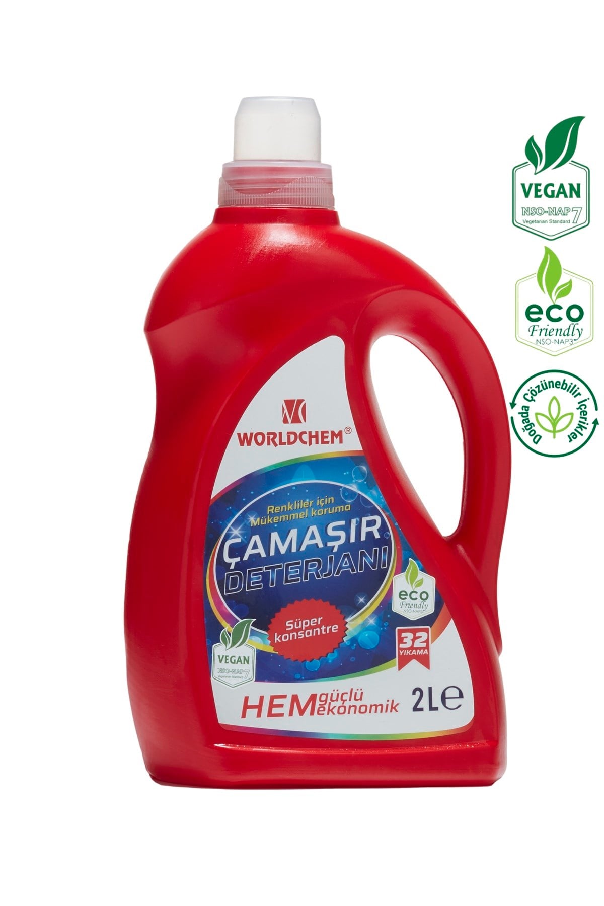 Bitkisel Sıvı Çamaşır Deterjanı Renkliler İçin Çevre Dostu Konsantre 2 L