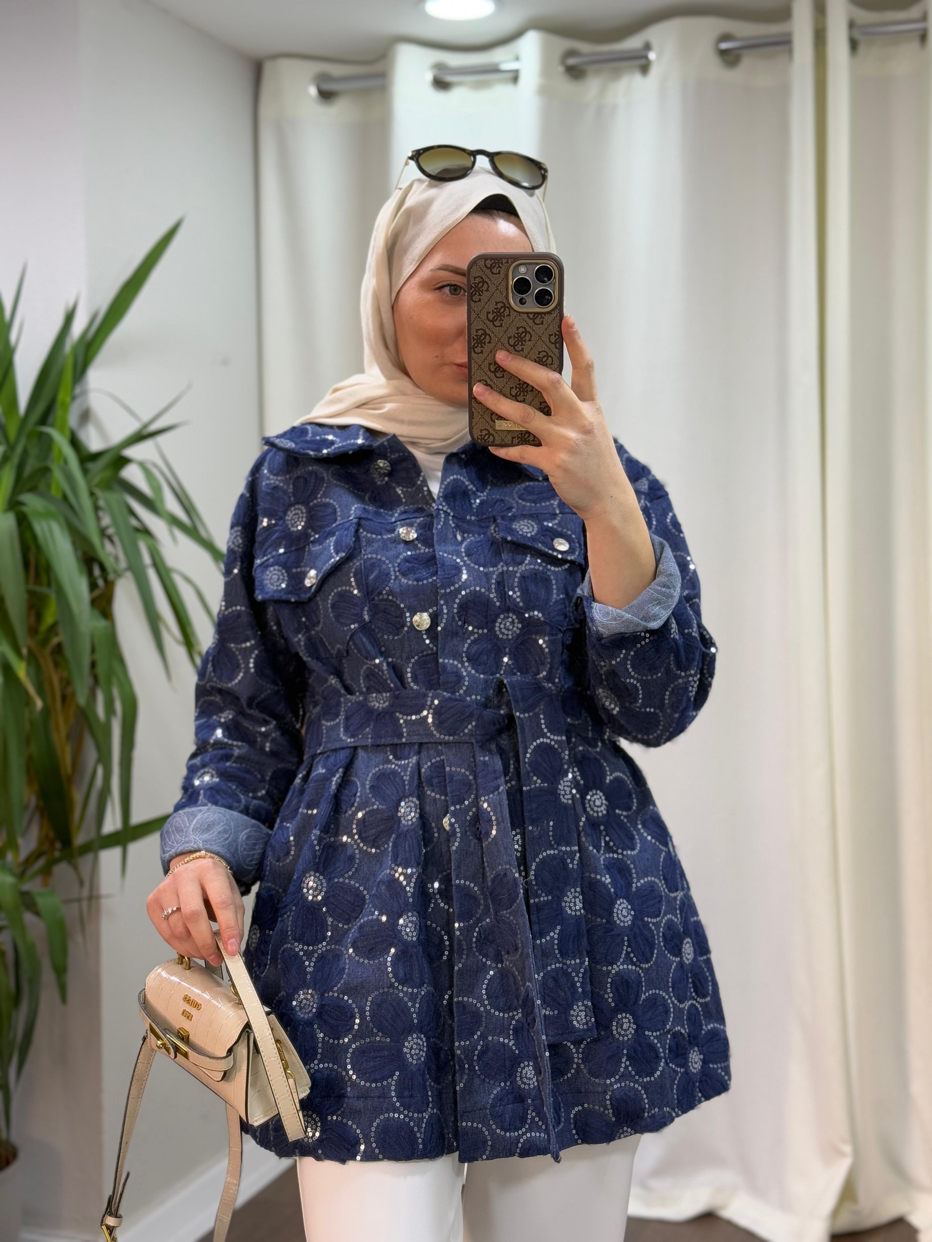 Flos Lacivert Denim Ceket