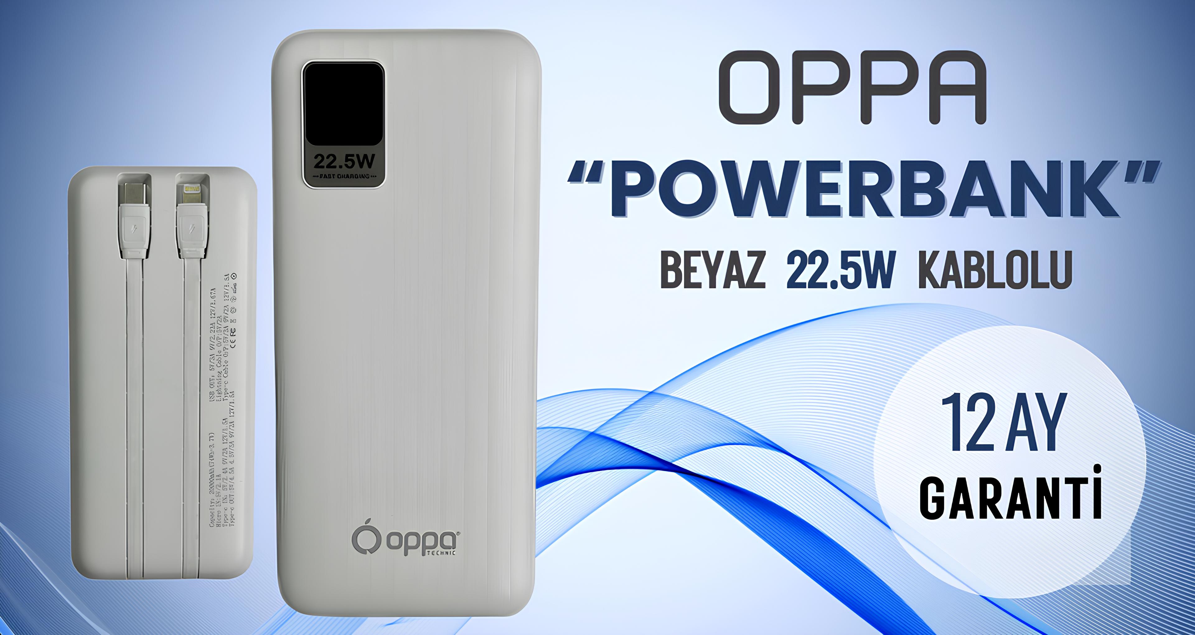 Oppa 20.000 mAh Kablolu Powerbank Beyaz