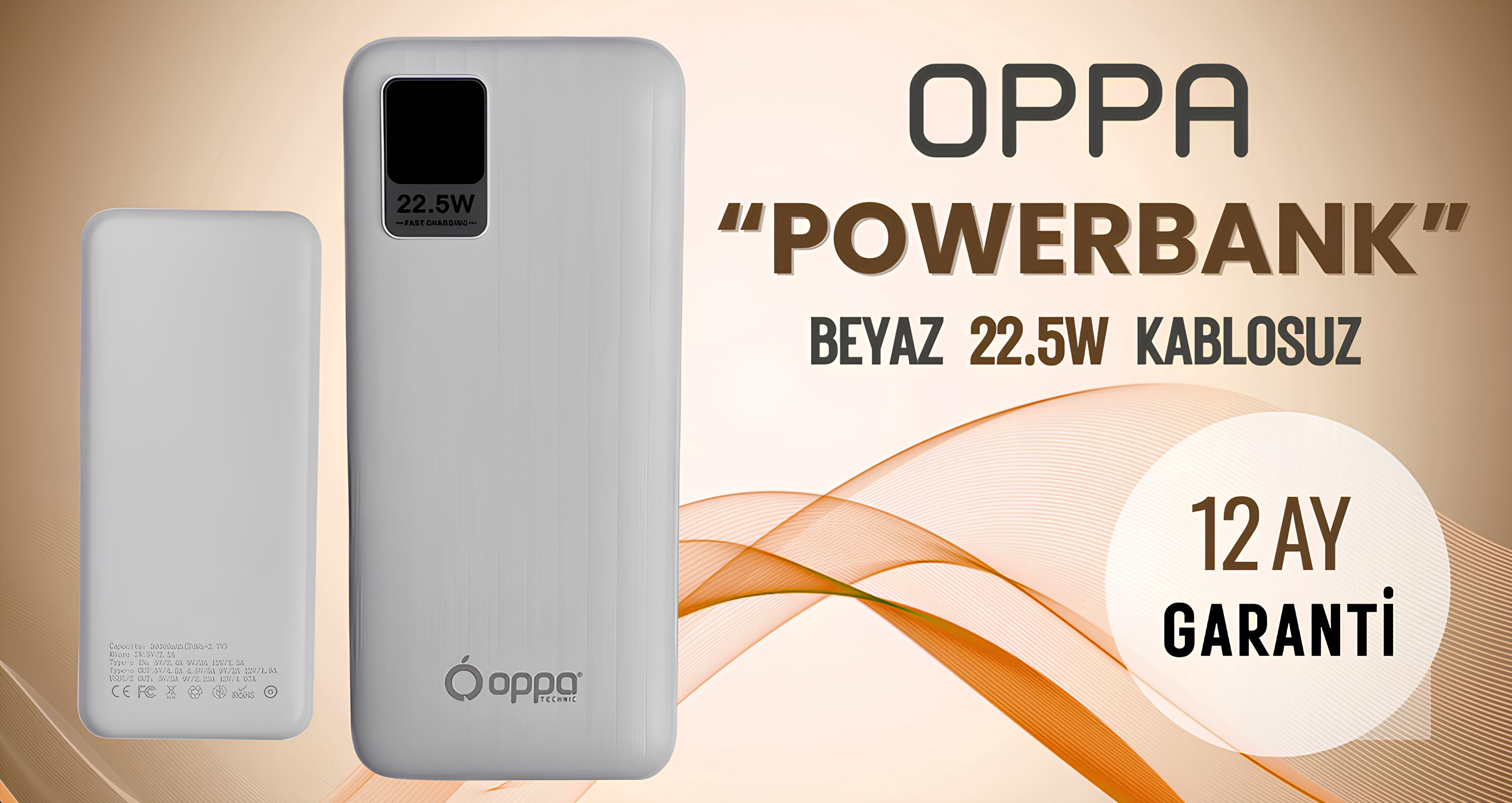 Oppa 20.000 mAh Kablolu Powerbank Beyaz