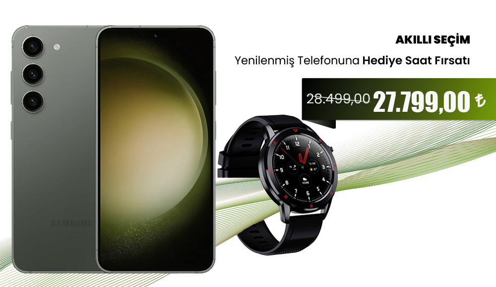 Samsung Galaxy S23 Green 256 GB  + Case 4U C1 Akıllı Saat Black İkili Fırsat!