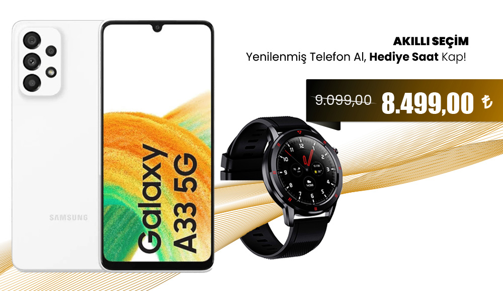Samsung Galaxy A33 5G ve Case 4U C1 Akıllı Saat İkili Fırsat