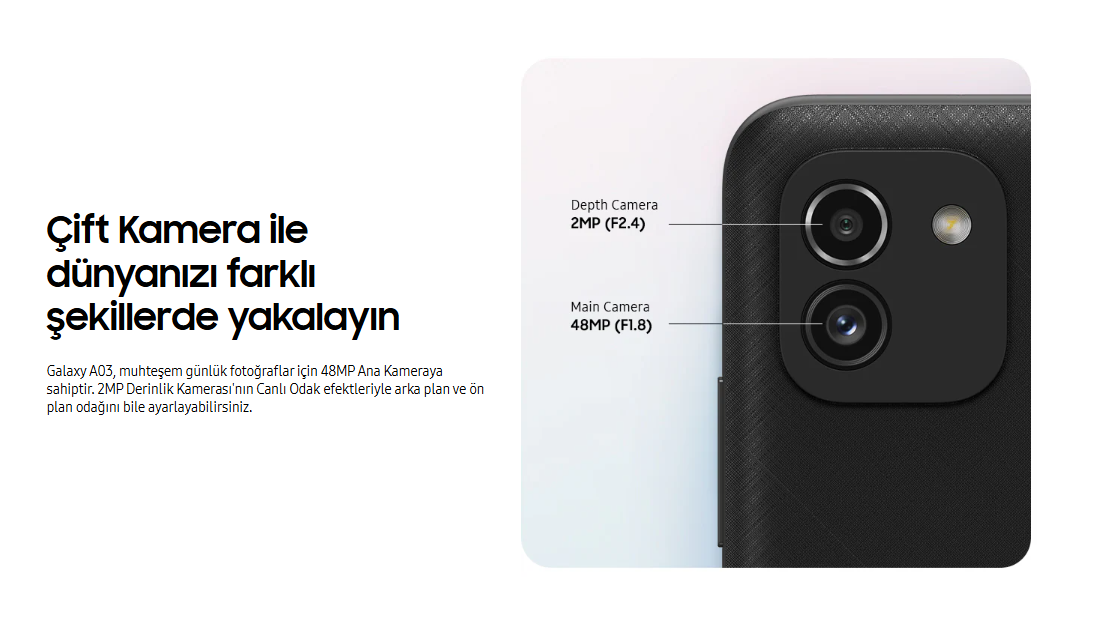Yenilenmiş Samsung Galaxy A03 Kamera