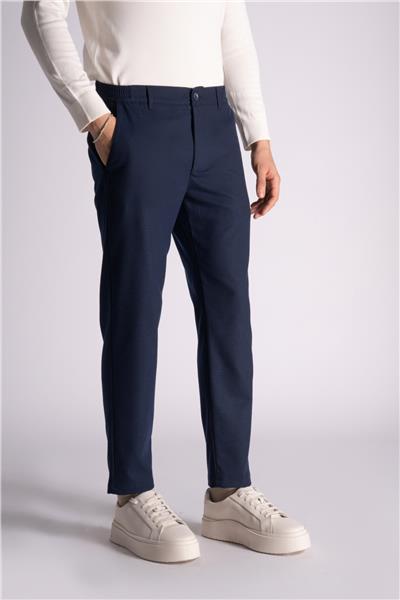 Beli Yarım Lastikli Slim Fit Chino Pantalon Lacivert