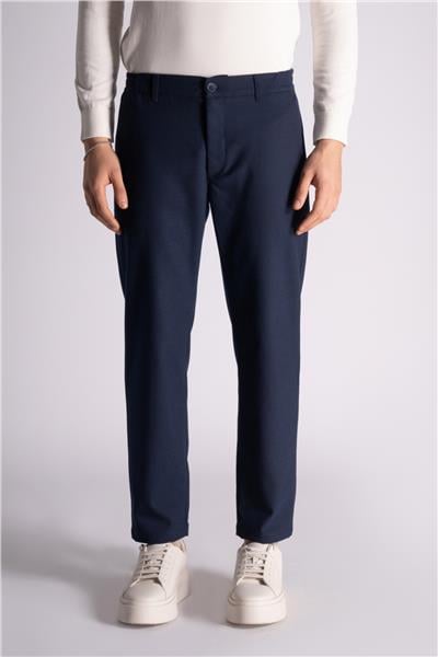 Beli Yarım Lastikli Slim Fit Chino Pantalon Lacivert
