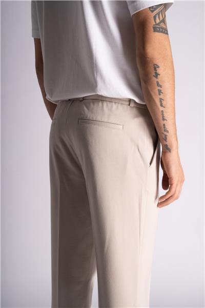 Beli Yarım Lastikli Slim Fit Chino Crop Pantalon Açık Bej