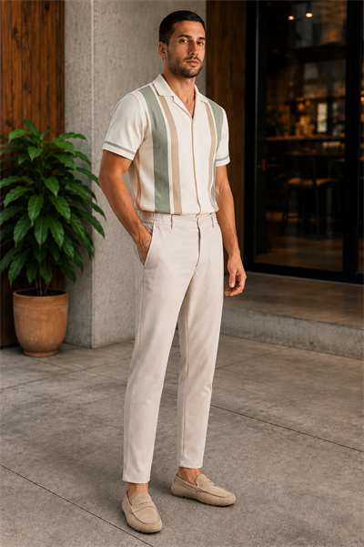 Beli Yarım Lastikli Slim Fit Chino Crop Pantalon Bej