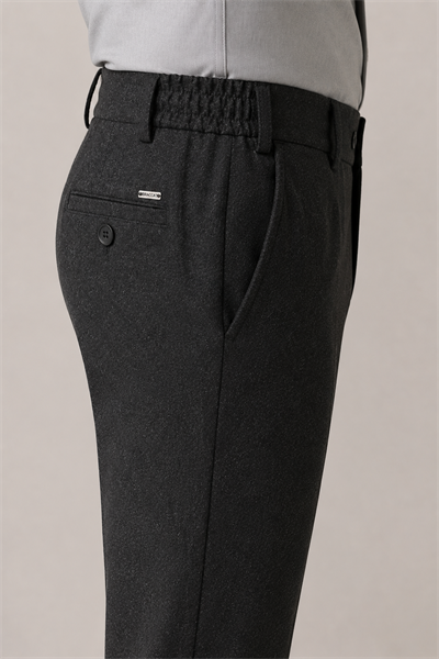 Erkek Antrasit Melanj Doku Kemer Tokalı Yumuşak Tuşeli Slim Fit Pantolon