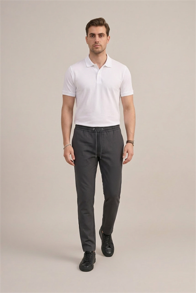 Erkek Antrasit Slim Fit Lastikli Bel Bağcıklı  Jogger Pantolon