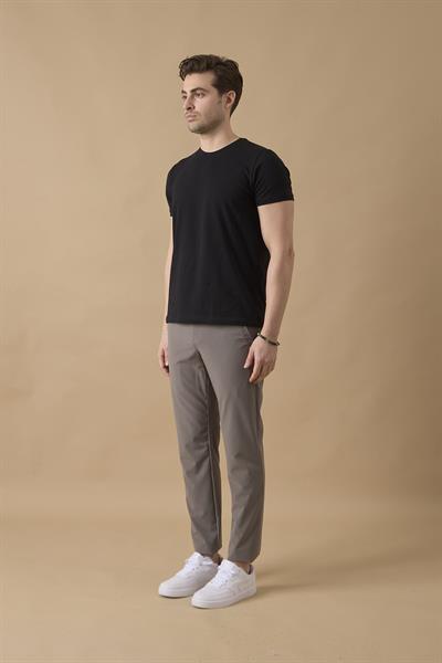 Erkek Arka Cepleri Fermuarlı Gri Jogger Pantolon