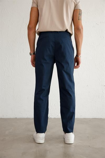 Erkek Armürlü Slim Fit Lacivert Pantolon