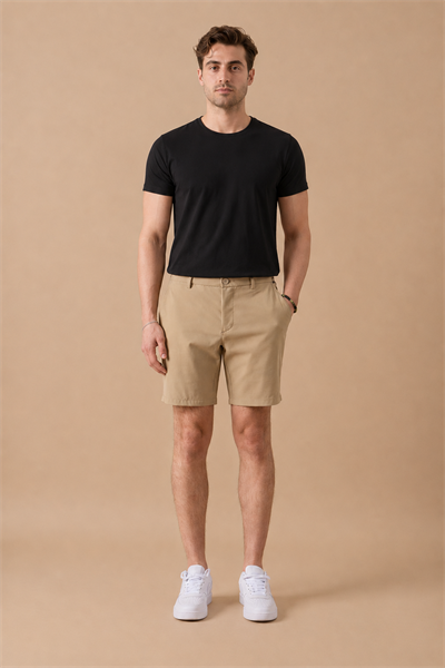 Erkek Bej Jogger Fit Şort