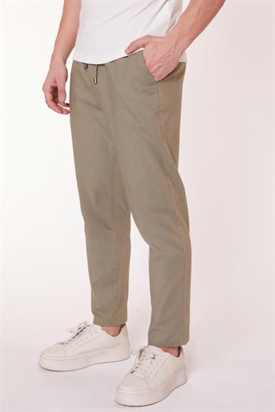 Erkek Beli Bağcıklı Yandan Cepli Yeşil Jogger Pantolon