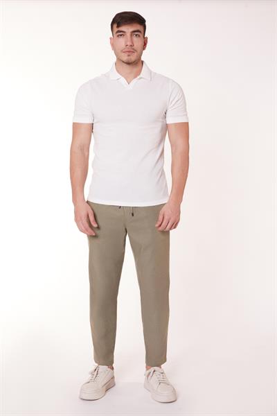 Erkek Beli Bağcıklı Yandan Cepli Yeşil Jogger Pantolon