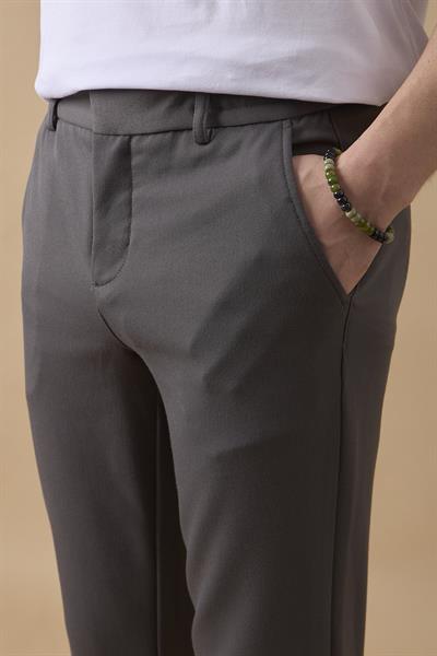 Erkek Beli Lastikli  Antrasit Chino Pantolon