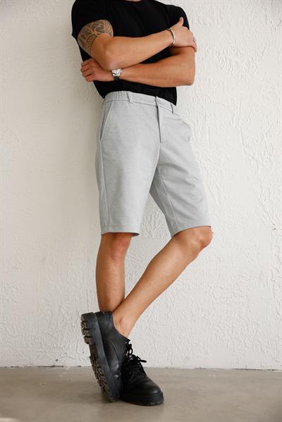 Erkek Beli Lastikli Rahat Kesim Gri Şort