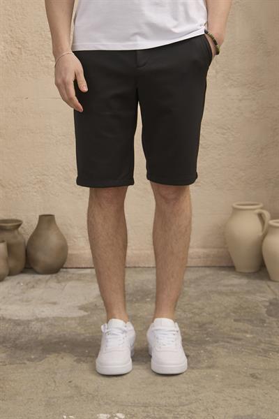 Erkek Beli Lastikli Rahat Kesim Siyah Şort