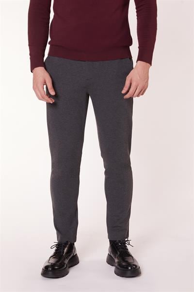 Erkek Beli Yarım Lastikli Arka Cep Fermuarlı Slim Fit Pantolon Antrasit