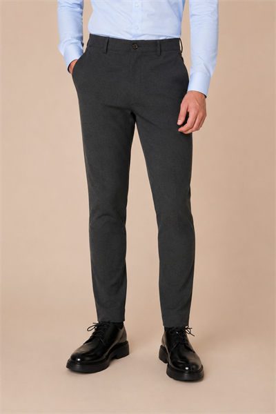 Erkek Beli Yarım Lastikli Arka Cep Fermuarlı Slim Fit Pantolon Antrasit