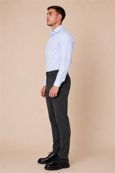 Erkek Beli Yarım Lastikli Arka Cep Fermuarlı Slim Fit Pantolon Antrasit
