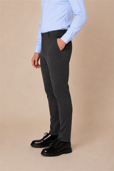 Erkek Beli Yarım Lastikli Arka Cep Fermuarlı Slim Fit Pantolon Antrasit