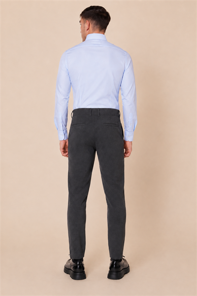 Erkek Beli Yarım Lastikli Arka Cep Fermuarlı Slim Fit Pantolon Antrasit