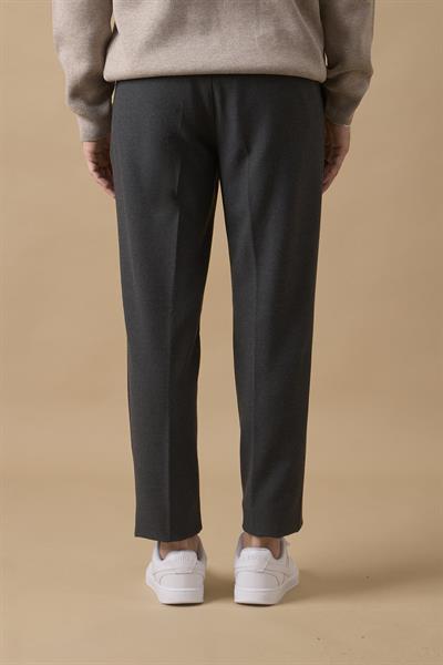 Erkek Beli Yarım Lastikli Fermuarlı Antrasit Chino Pantolon