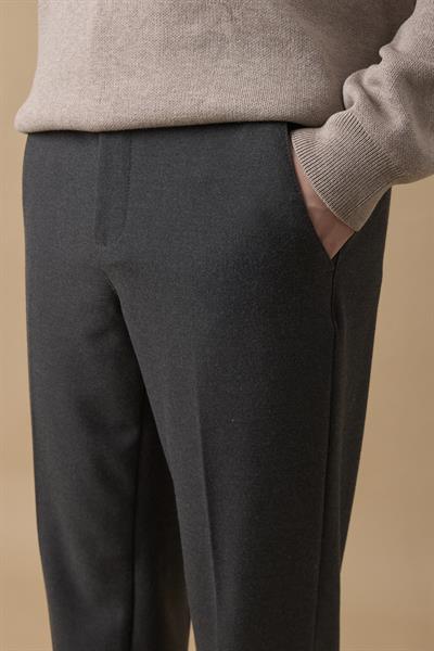Erkek Beli Yarım Lastikli Fermuarlı Antrasit Chino Pantolon