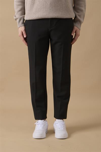 Erkek Beli Yarım Lastikli Fermuarlı Siyah Chino Pantolon