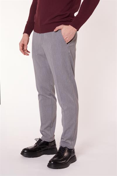 Erkek Beli Yarım Lastikli Slim Fit Chino Crop Pantolon Koyu Gri