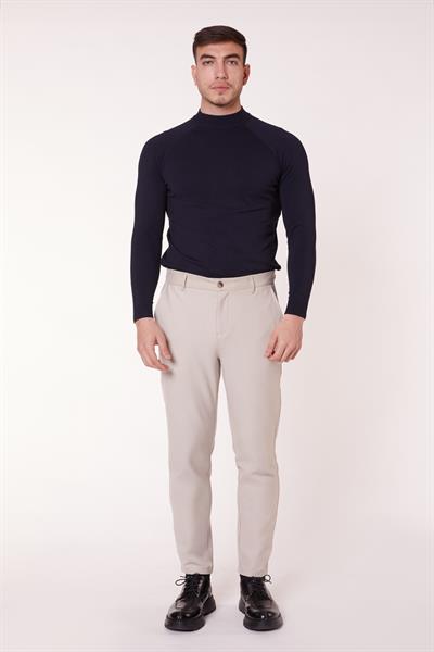 Erkek Chino Arka Cep Fleto Klasik Pantolon Bej