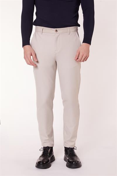 Erkek Chino Arka Cep Fleto Klasik Pantolon Bej