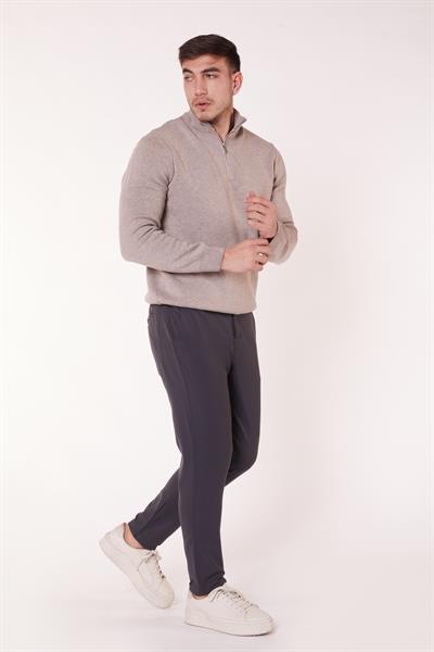 Erkek Chino Arka Cep Fleto Klasik Pantolon Antrasit