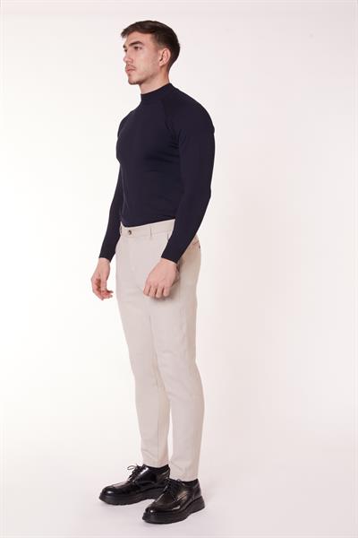 Erkek Chino Arka Cep Fleto Klasik Pantolon Bej