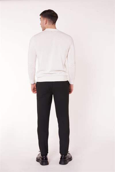 Erkek Chino Arka Cep Fleto Klasik Pantolon Siyah