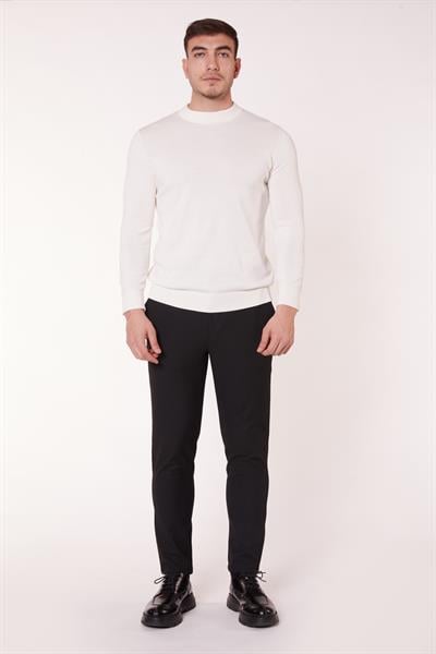 Erkek Chino Arka Cep Fleto Klasik Pantolon Siyah