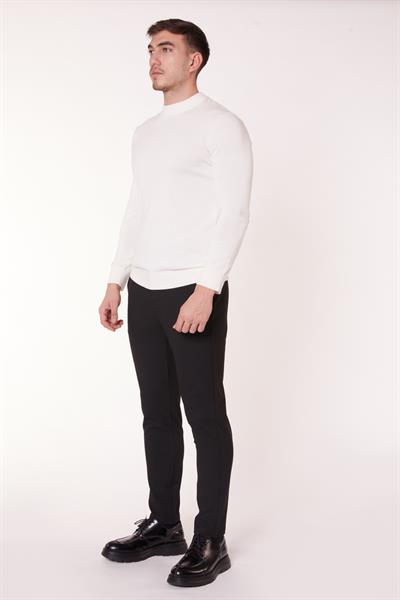 Erkek Chino Arka Cep Fleto Klasik Pantolon Siyah