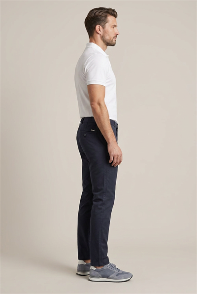 Erkek Lacivert Slim Fit Kalıp Yarım Lastikli Bel Smart Casual Pantolon