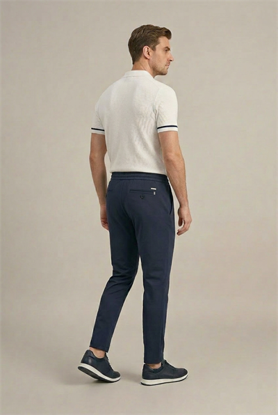 Erkek Lacivert Slim Fit Lastikli Bel Bağcıklı  Jogger Pantolon