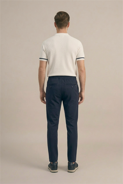 Erkek Lacivert Slim Fit Lastikli Bel Bağcıklı  Jogger Pantolon