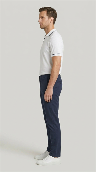 Erkek Lacivert Slim Fit Pamuklu Chino Pantolon