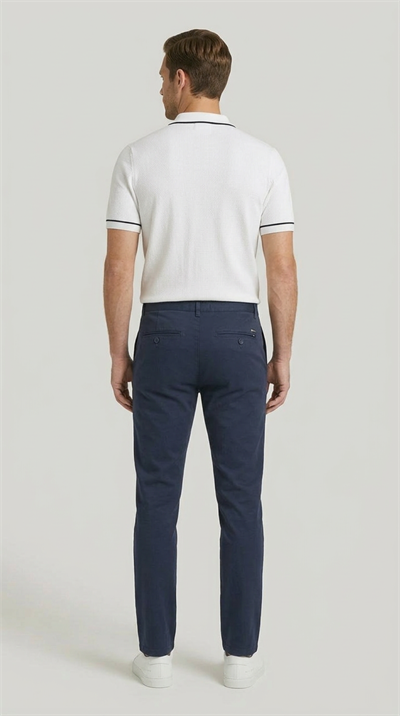 Erkek Lacivert Slim Fit Pamuklu Chino Pantolon
