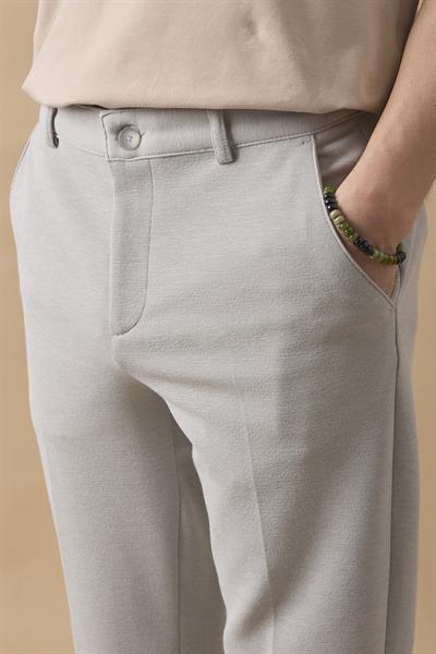 Erkek Likralı Dokulu Gri Pantolon