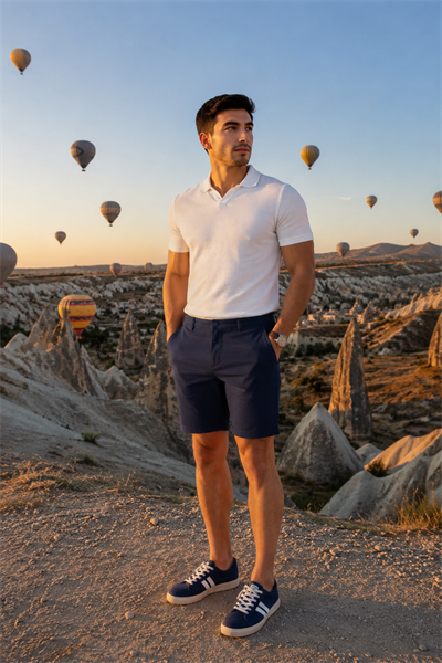 Erkek Modal Karşımlı Chino Slim Fit Şort Lacivert