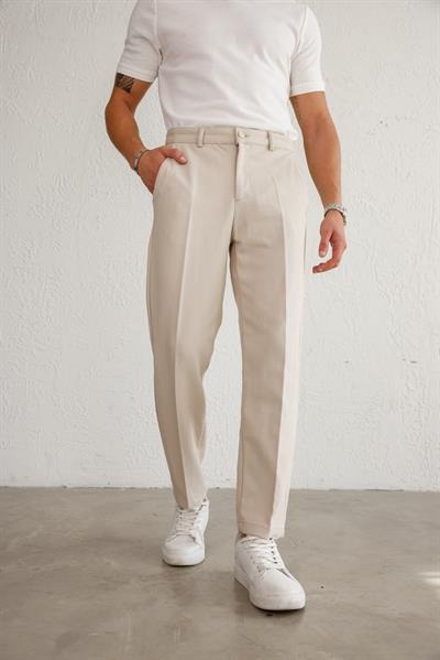 Erkek Rahat Kesim Bej Pantolon