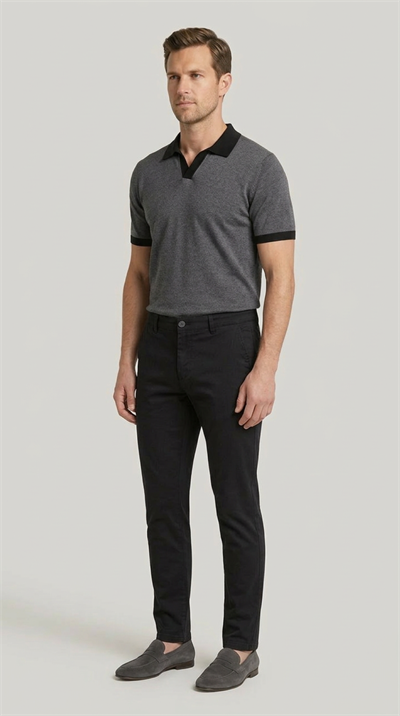 Erkek Siyah Slim Fit Pamuklu Chino Pantolon