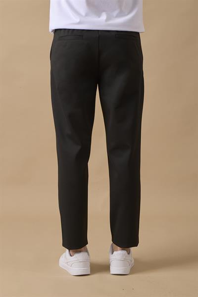 Erkek Slim Fit Orta Bel Siyah Pantolon